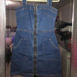 LF Zip front Bodycon Denim Dress